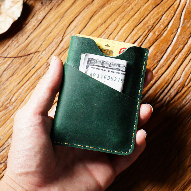 Държач за карти от кравешка кожа, унисекс, Aipi Leather, Солиден цвят, ръчна изработка