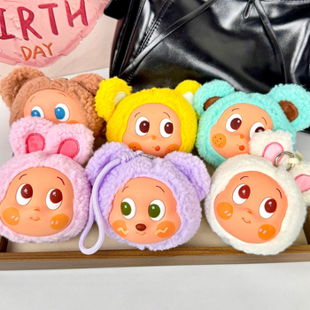 Plüss érme taska karikatúra mintával, gyerekes stílus, uniszex, tavasz 2025 megjelenés, ultra könnyű, tárolható