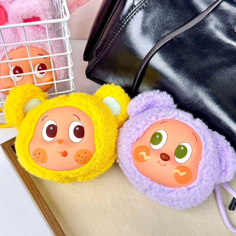 Plüss érme taska karikatúra mintával, gyerekes stílus, uniszex, tavasz 2025 megjelenés, ultra könnyű, tárolható