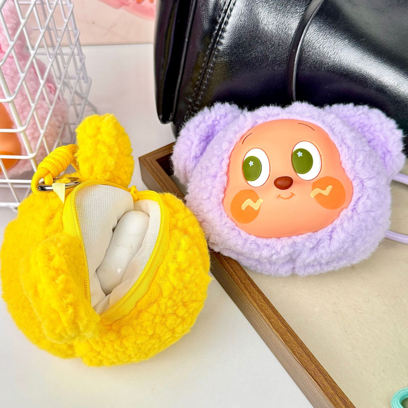 Plüss érme taska karikatúra mintával, gyerekes stílus, uniszex, tavasz 2025 megjelenés, ultra könnyű, tárolható