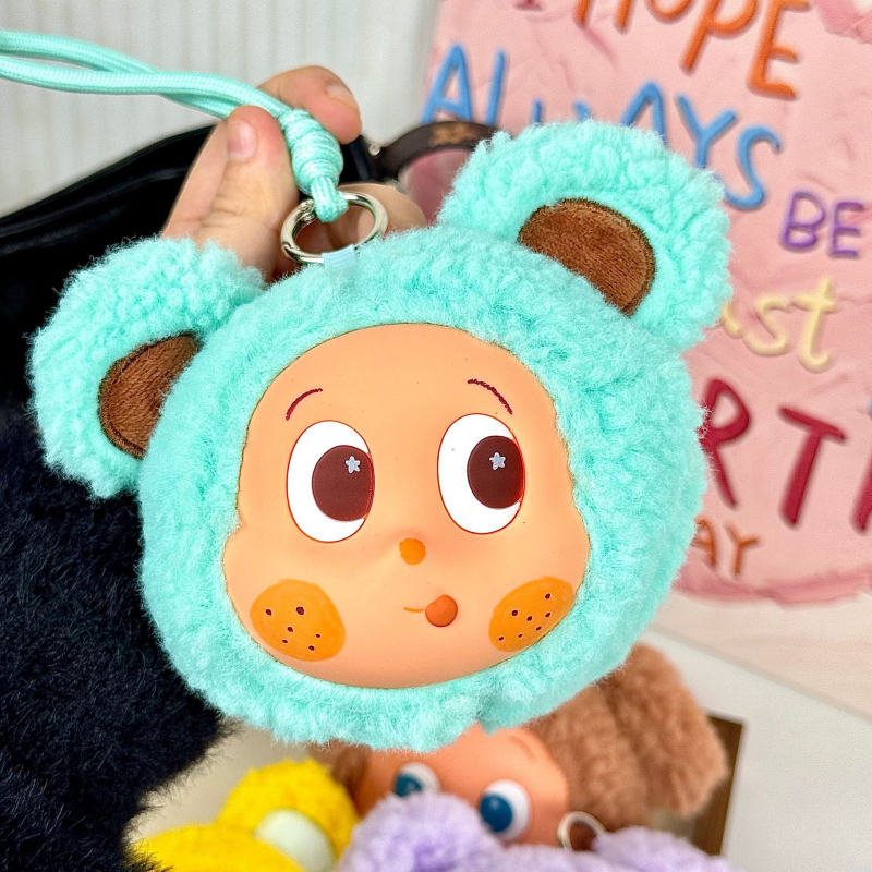 Plüss érme taska karikatúra mintával, gyerekes stílus, uniszex, tavasz 2025 megjelenés, ultra könnyű, tárolható