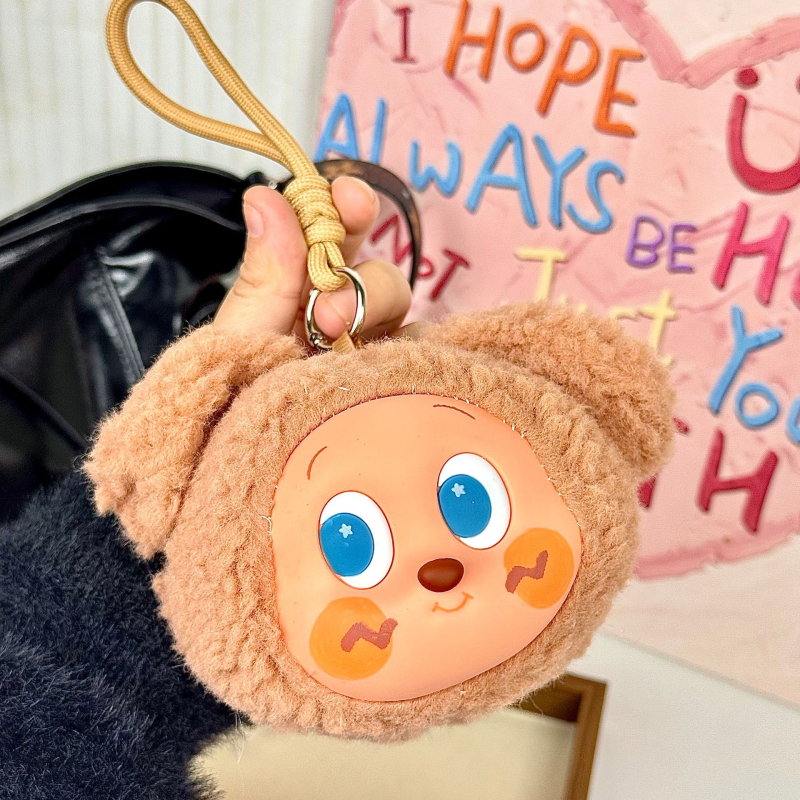 Plüss érme taska karikatúra mintával, gyerekes stílus, uniszex, tavasz 2025 megjelenés, ultra könnyű, tárolható