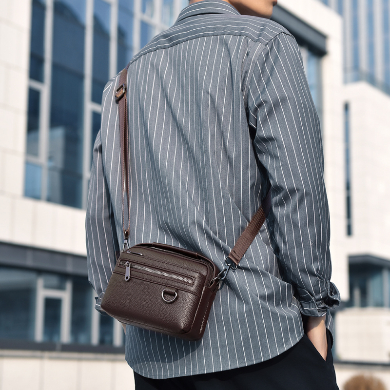 Ανδρικό τσαντάκι ώμου με αστικό μινιμαλιστικό στυλ, PU υλικό, επένδυση πολυεστέρα, γεωμετρικό σχέδιο, μάρκα Kati kangaroo