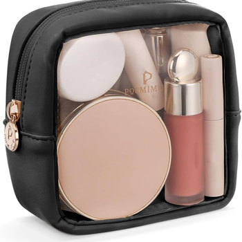 Прозрачна чантичка за грим от PU кожа, водоустойчива, ултралека, с цип