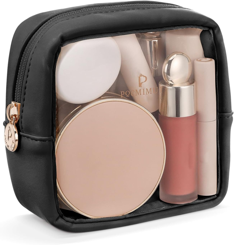 Прозрачна чантичка за грим от PU кожа, водоустойчива, ултралека, с цип