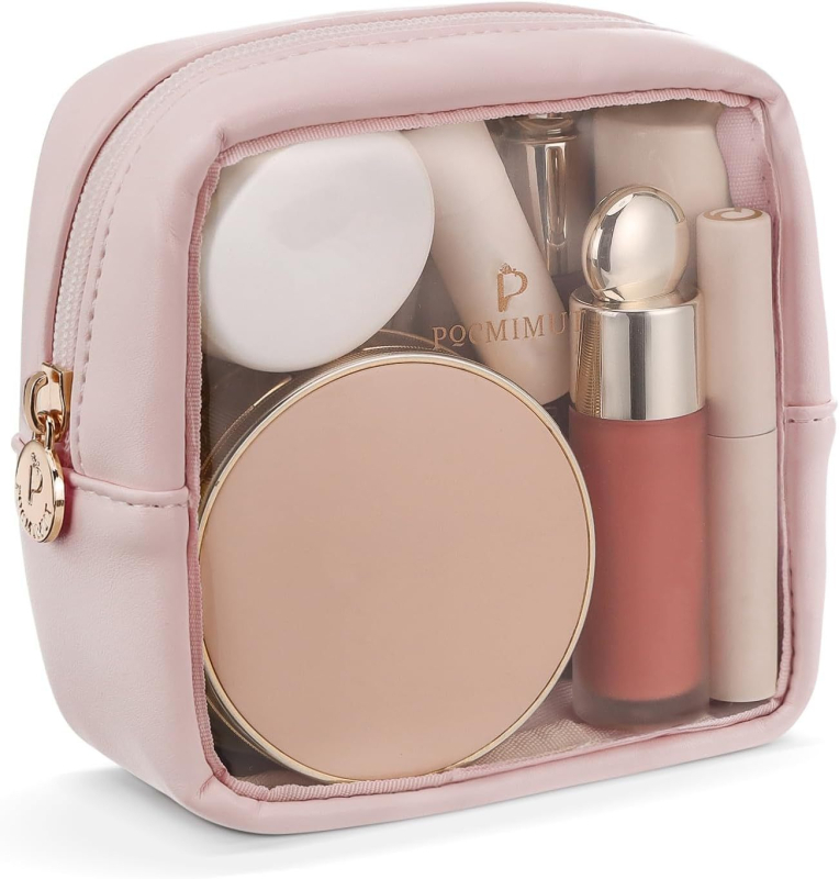 Прозрачна чантичка за грим от PU кожа, водоустойчива, ултралека, с цип