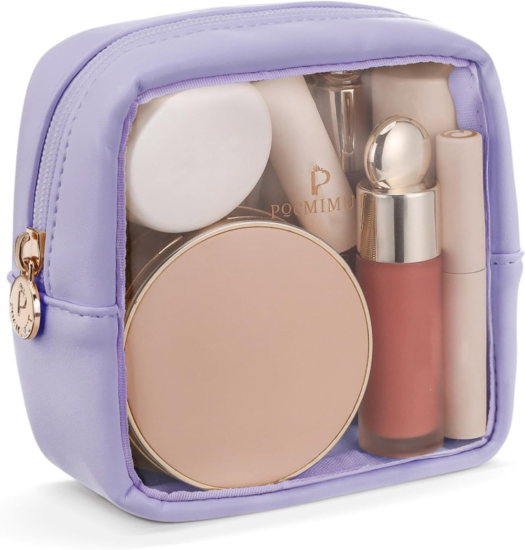 Прозрачна чантичка за грим от PU кожа, водоустойчива, ултралека, с цип