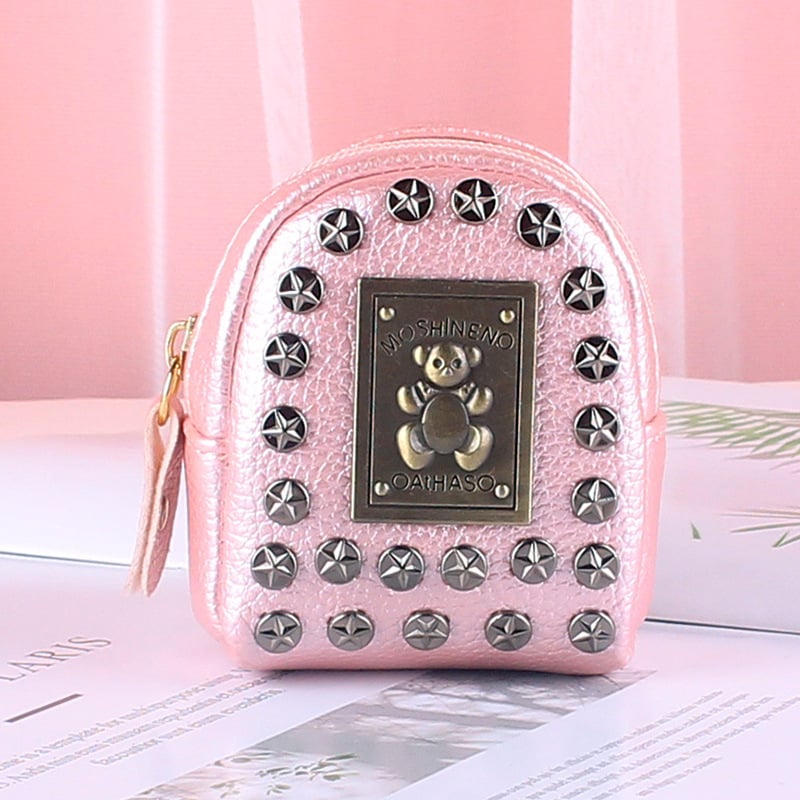 Érmés pénztárca kulcstartóval – PU bőr, állatmintás, városi egyszerű stílus, uniszex, bélés szintetikus bőrből