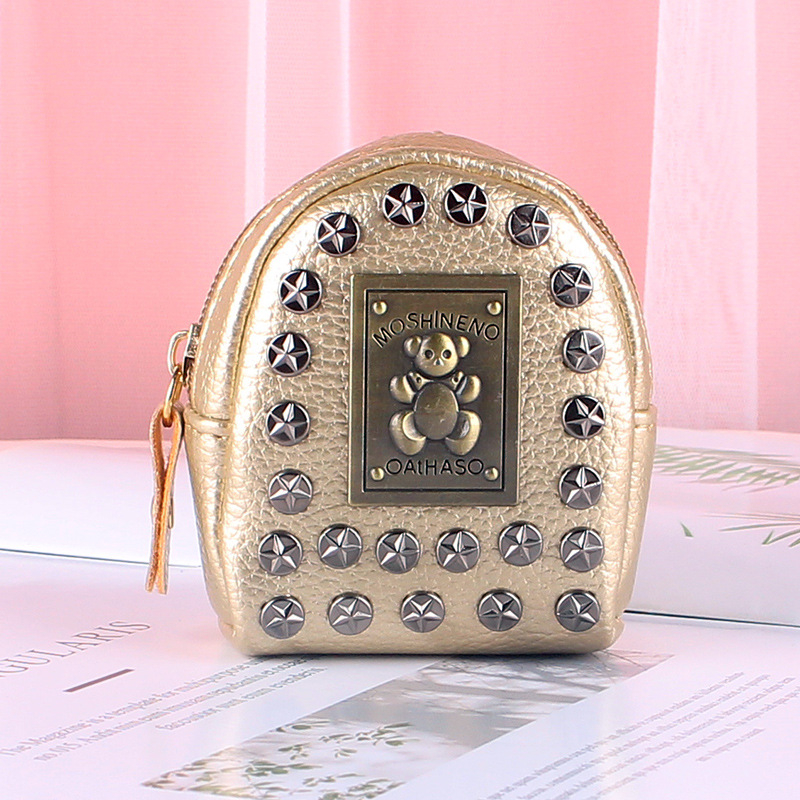 Érmés pénztárca kulcstartóval – PU bőr, állatmintás, városi egyszerű stílus, uniszex, bélés szintetikus bőrből