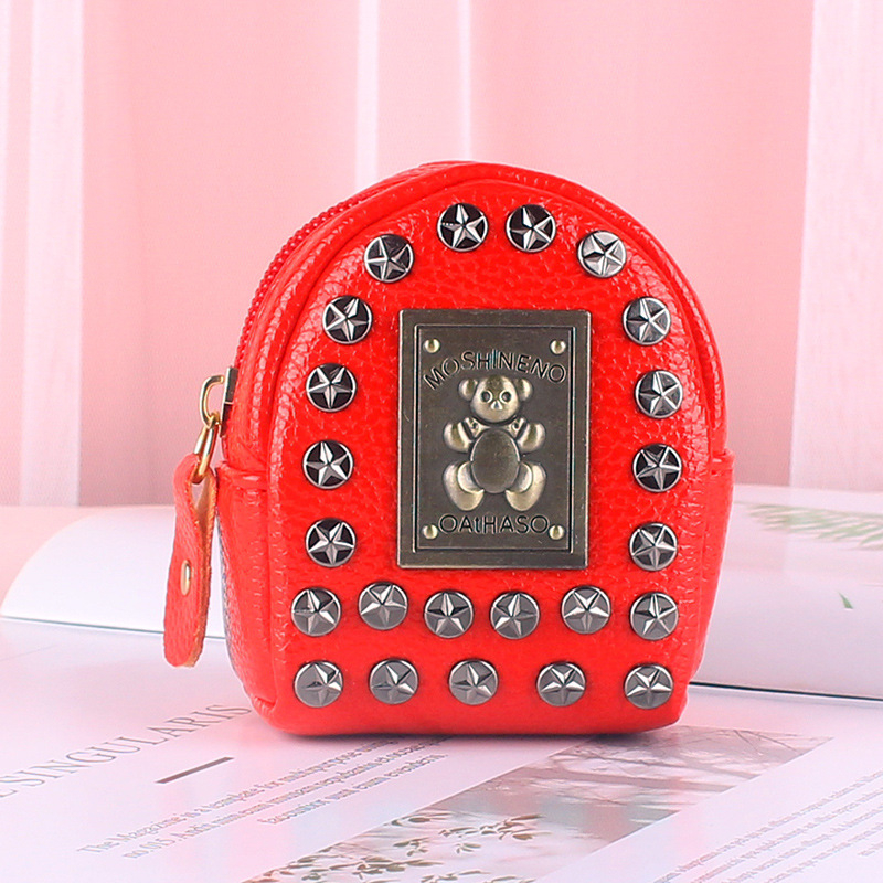 Érmés pénztárca kulcstartóval – PU bőr, állatmintás, városi egyszerű stílus, uniszex, bélés szintetikus bőrből