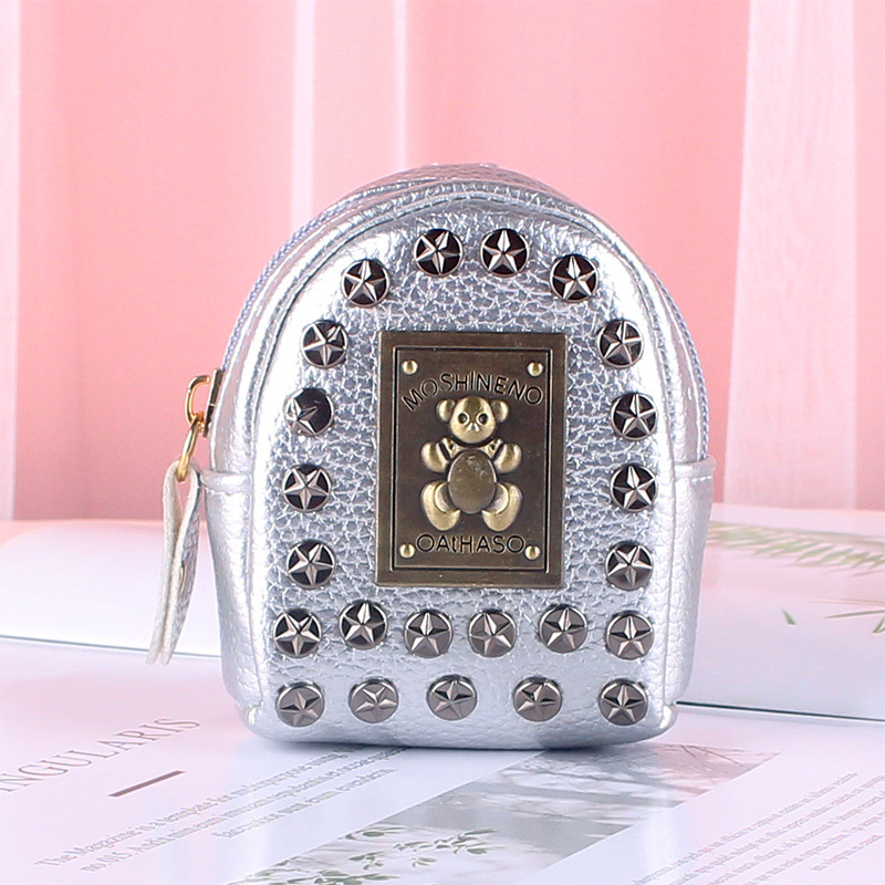 Érmés pénztárca kulcstartóval – PU bőr, állatmintás, városi egyszerű stílus, uniszex, bélés szintetikus bőrből