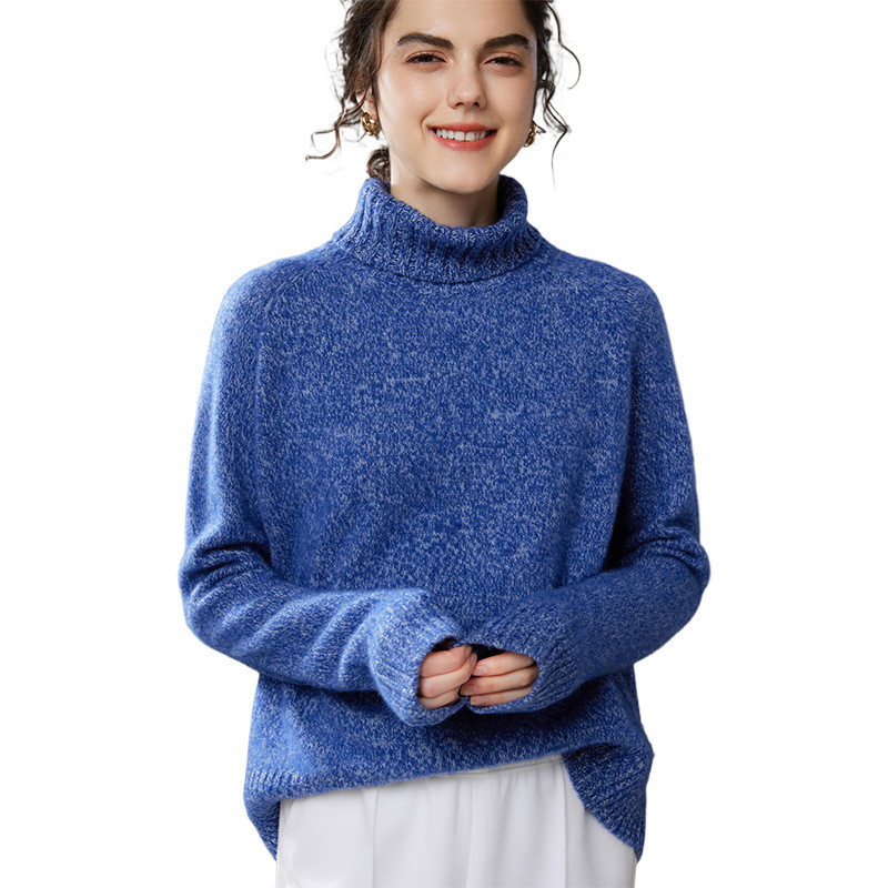 Кашмирен пуловер с 3D ефект, качулка и висока яка, свободна кройка, дълги ръкави, супер дебел