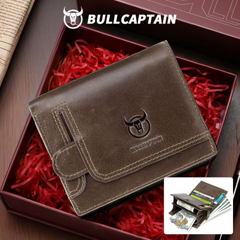 Мъжки кожен портфейл за шофьорска книжка и карти, естествена кожа от горен слой кравешка кожа, 2 сгъвки, ретро стил Европа-Америка, едноцветен, подплатен полиестер, анти-крадба и анти-скиминг