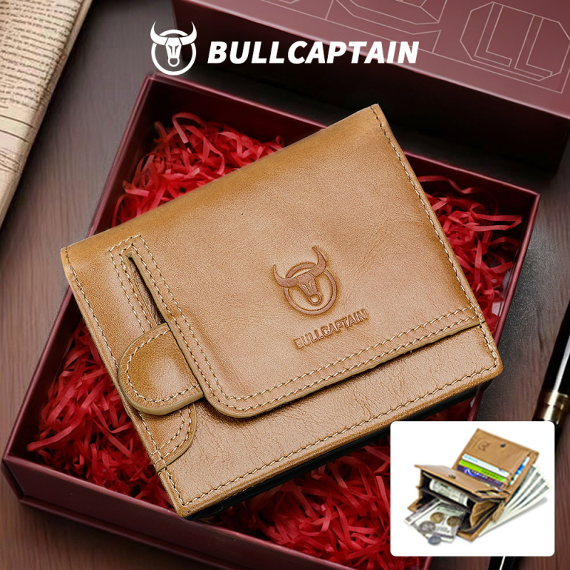 Мъжки кожен портфейл за шофьорска книжка и карти, естествена кожа от горен слой кравешка кожа, 2 сгъвки, ретро стил Европа-Америка, едноцветен, подплатен полиестер, анти-крадба и анти-скиминг