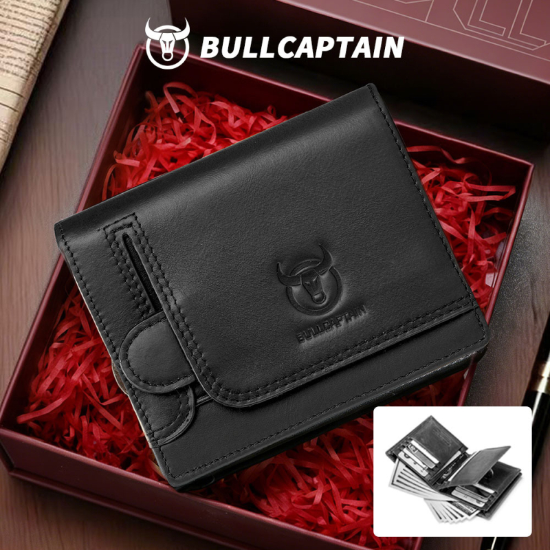 Мъжки кожен портфейл за шофьорска книжка и карти, естествена кожа от горен слой кравешка кожа, 2 сгъвки, ретро стил Европа-Америка, едноцветен, подплатен полиестер, анти-крадба и анти-скиминг