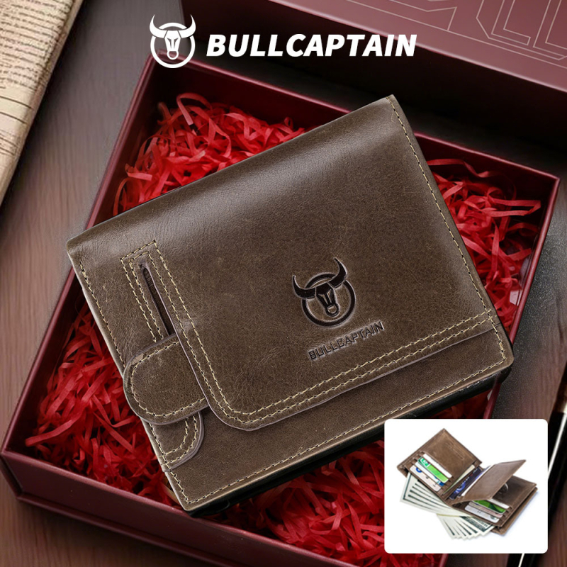 Мъжки кожен портфейл за шофьорска книжка и карти, естествена кожа от горен слой кравешка кожа, 2 сгъвки, ретро стил Европа-Америка, едноцветен, подплатен полиестер, анти-крадба и анти-скиминг