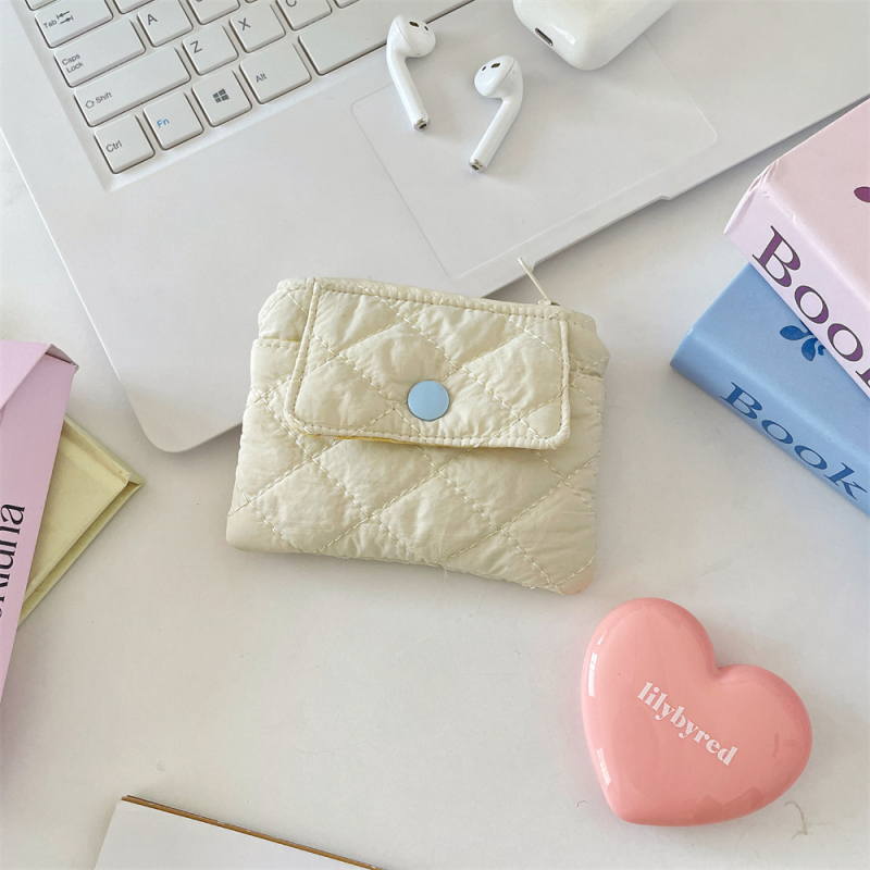 Монетник и картодържател със щракване — полиестер; plaid модел; женски; уличен стил; лято 2025