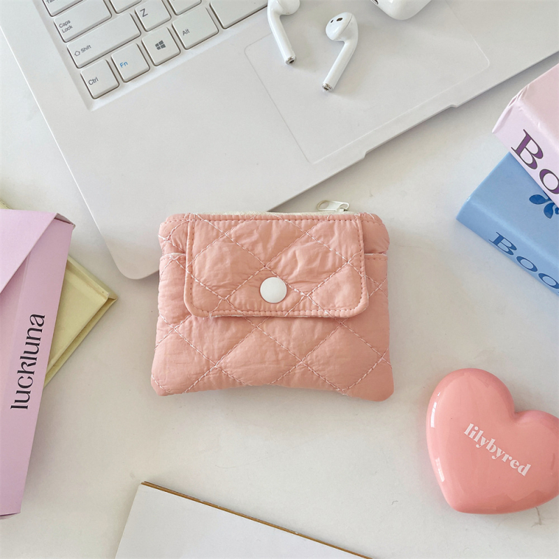 Монетник и картодържател със щракване — полиестер; plaid модел; женски; уличен стил; лято 2025