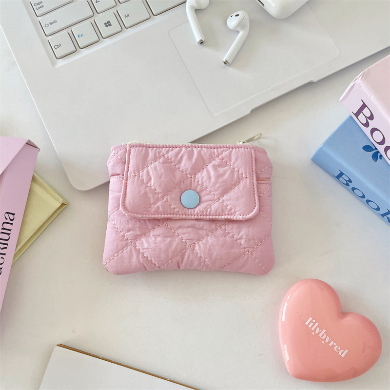 Монетник и картодържател със щракване — полиестер; plaid модел; женски; уличен стил; лято 2025