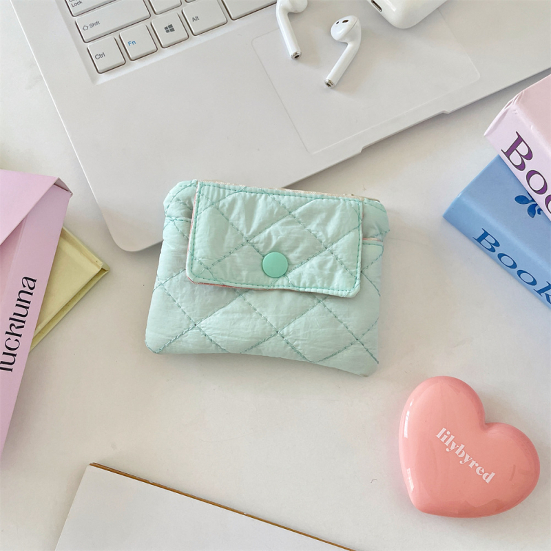 Монетник и картодържател със щракване — полиестер; plaid модел; женски; уличен стил; лято 2025