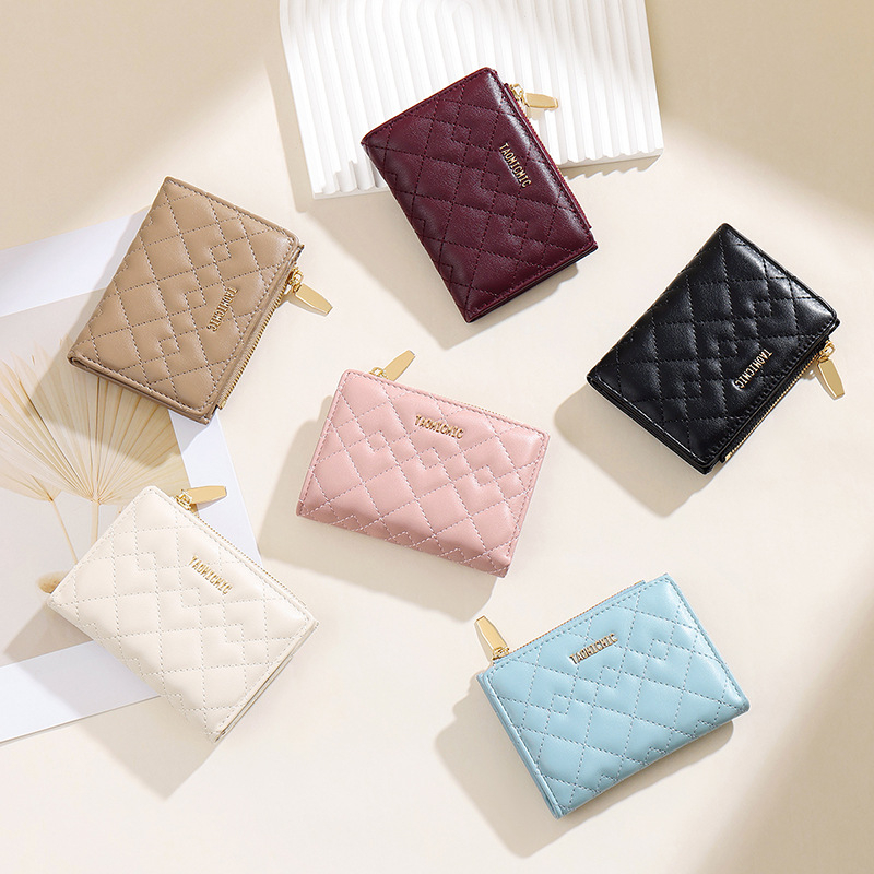 TAOMICMIC PU női pénztárca quilt mintás gyémántvarrással, többkártyás rekeszek, poliészter bélés, téli 2025 kiadás