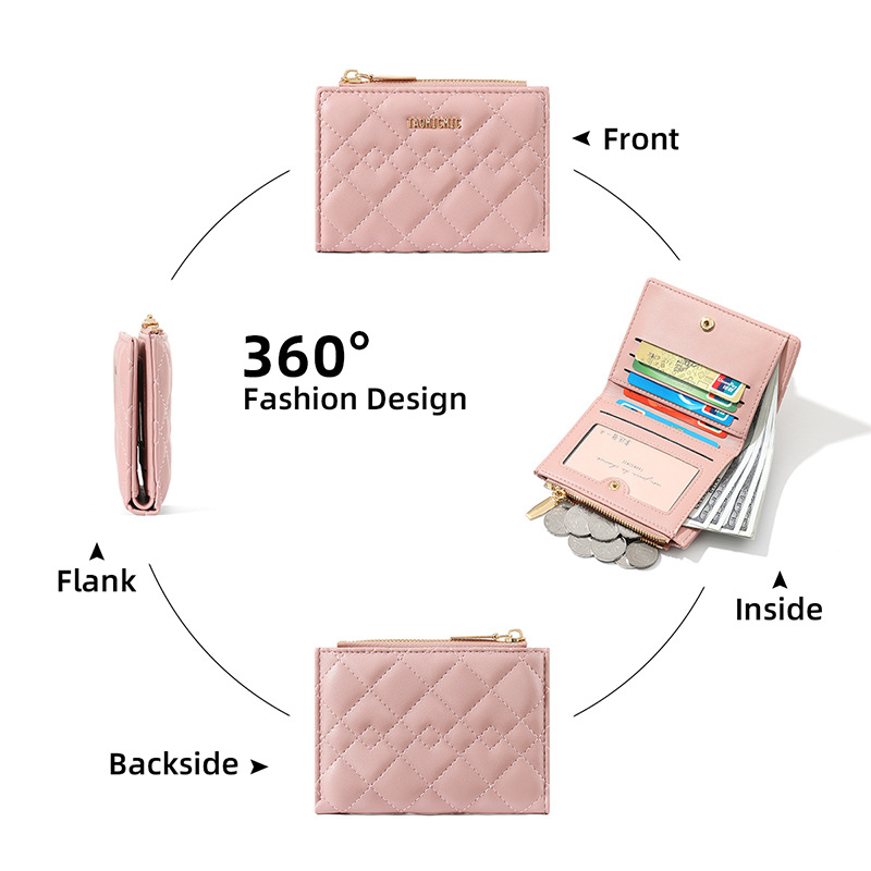TAOMICMIC PU női pénztárca quilt mintás gyémántvarrással, többkártyás rekeszek, poliészter bélés, téli 2025 kiadás