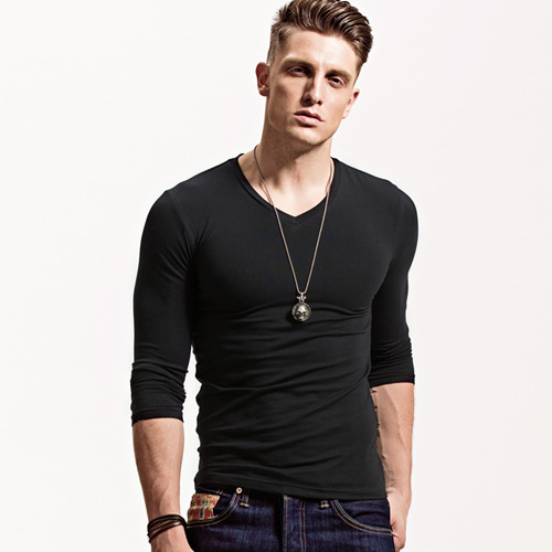 Dlhé rukávy tričko, Slim strih, zmes polyestru, ľahké, kruhový výstrih