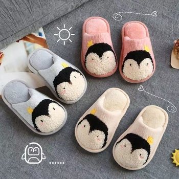 Детски памучни пантофи за вътрешно ползване - cartoon стил, памучна горна част, PVC подметка, за възраст 1–3 години