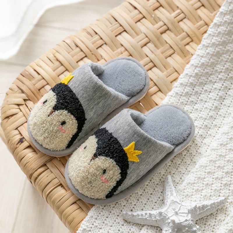 Детски памучни пантофи за вътрешно ползване - cartoon стил, памучна горна част, PVC подметка, за възраст 1–3 години
