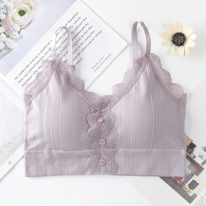 Χωρίς τιράντες, δαντελένιο περιτύλιγμα πίσω για το στήθος με αποσπώμενες επενδύσεις, διαπνοή νάιλον, λεπτές διαμορφωμένες κύπελλες