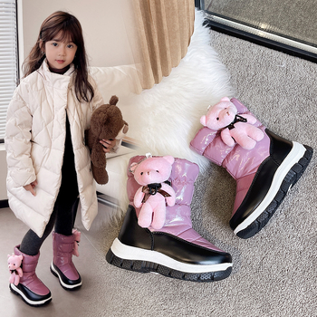 Gyerekek téli bokacipő, fleece-bevonattal, uniszex, PU felső rész, koreai stílusú, 7–16 éveseknek