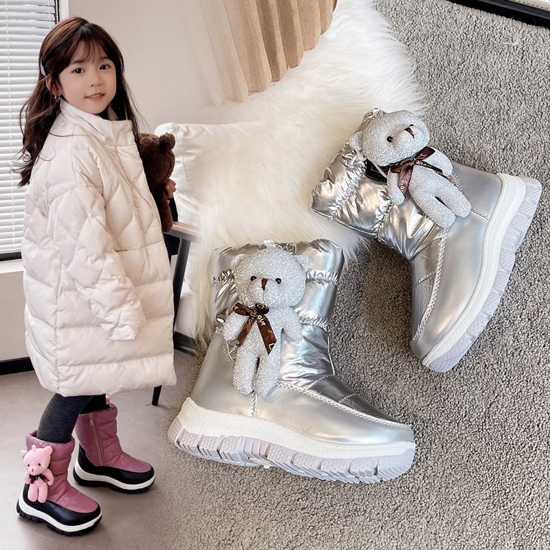 Gyerekek téli bokacipő, fleece-bevonattal, uniszex, PU felső rész, koreai stílusú, 7–16 éveseknek