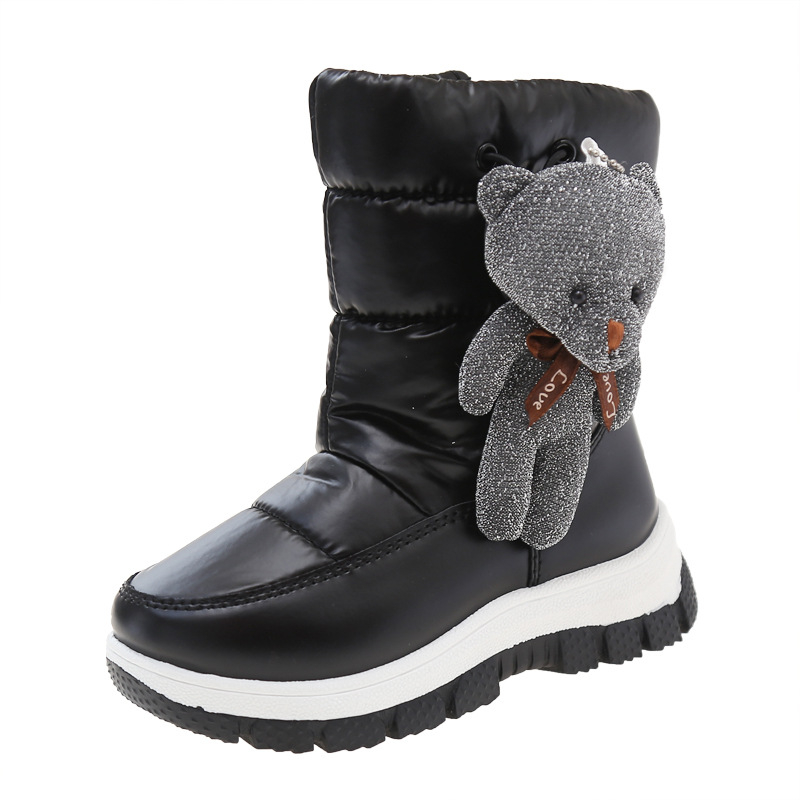 Gyerekek téli bokacipő, fleece-bevonattal, uniszex, PU felső rész, koreai stílusú, 7–16 éveseknek