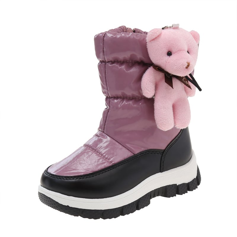 Gyerekek téli bokacipő, fleece-bevonattal, uniszex, PU felső rész, koreai stílusú, 7–16 éveseknek