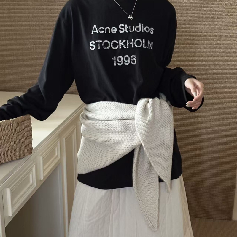 Вълнен триъгълен шал, монохромен модел, тъкане warp-knit, елегантен стил, средна дължина, пролет и есен