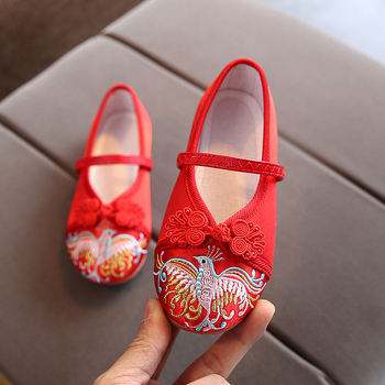 Pantofi Hanfu brodați pentru copii, pentru fete, model desen animat, partea superioară din mătase, talpă din tendon de vită, bandă elastică, vârste 1–16