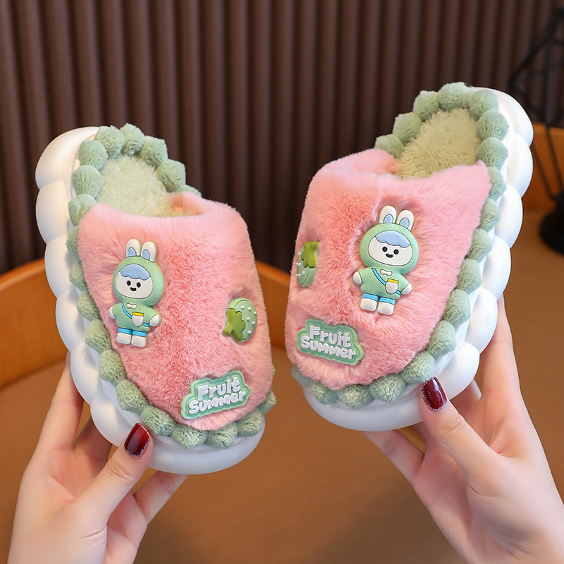 Детски пантофи динозавър от плюш, антихлъзгаща подметка от гума, вътрешни зимни пантофи, за деца 4-6 години