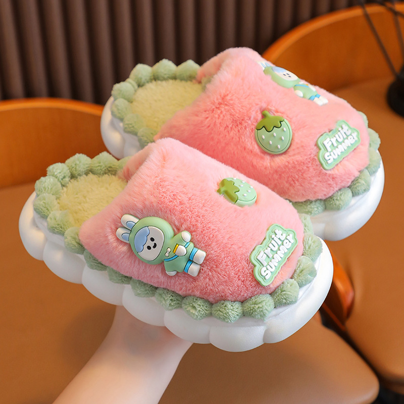 Детски пантофи динозавър от плюш, антихлъзгаща подметка от гума, вътрешни зимни пантофи, за деца 4-6 години