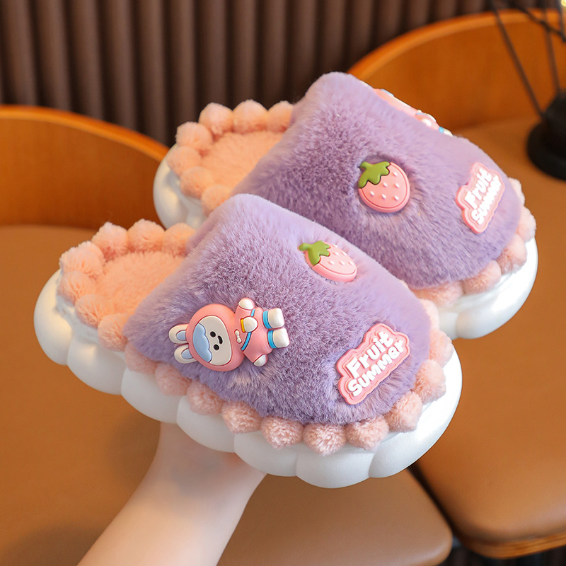Детски пантофи динозавър от плюш, антихлъзгаща подметка от гума, вътрешни зимни пантофи, за деца 4-6 години