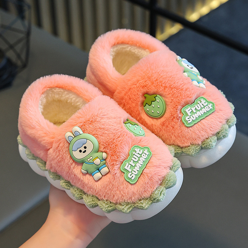 Детски пантофи динозавър от плюш, антихлъзгаща подметка от гума, вътрешни зимни пантофи, за деца 4-6 години