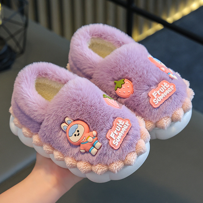 Детски пантофи динозавър от плюш, антихлъзгаща подметка от гума, вътрешни зимни пантофи, за деца 4-6 години