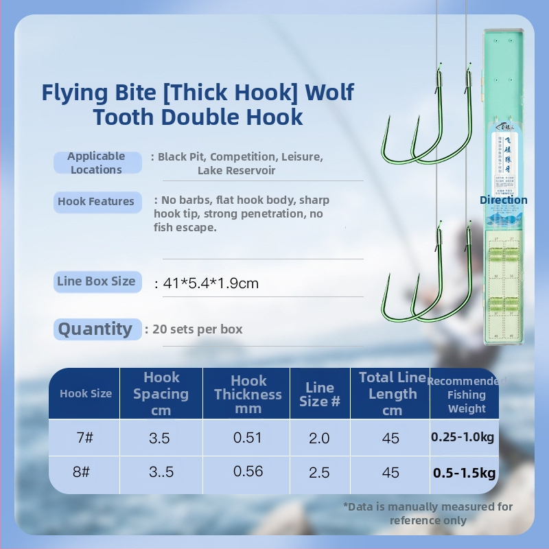 Giant Fin King cârlig de pescuit – dublu, fără pinten, rig pre-legat, anti-încâlcare, pentru crap crucian în râu