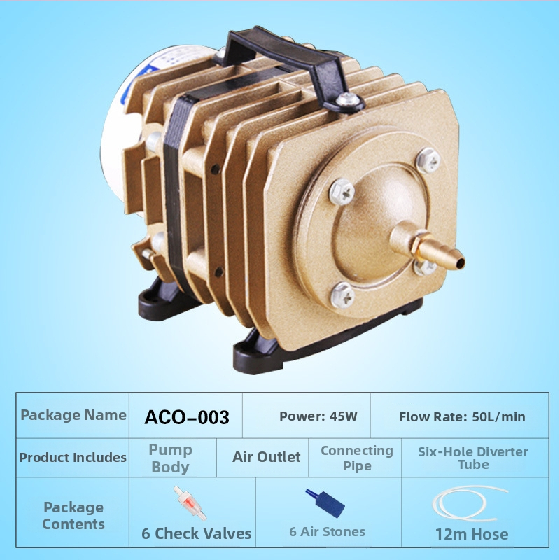 Електромагнитна въздушна помпа за езеро и рибовъдство — Бранд SUNSUN/Sensen; Тегло: 5 кг; Шум: 50 dB; Захранване: AC