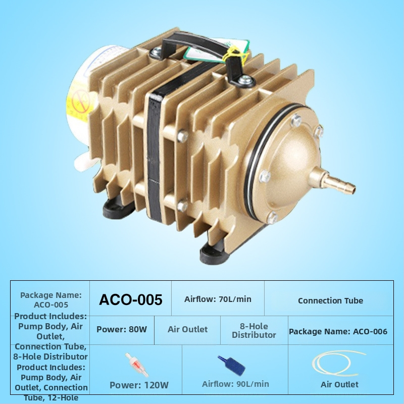 Електромагнитна въздушна помпа за езеро и рибовъдство — Бранд SUNSUN/Sensen; Тегло: 5 кг; Шум: 50 dB; Захранване: AC