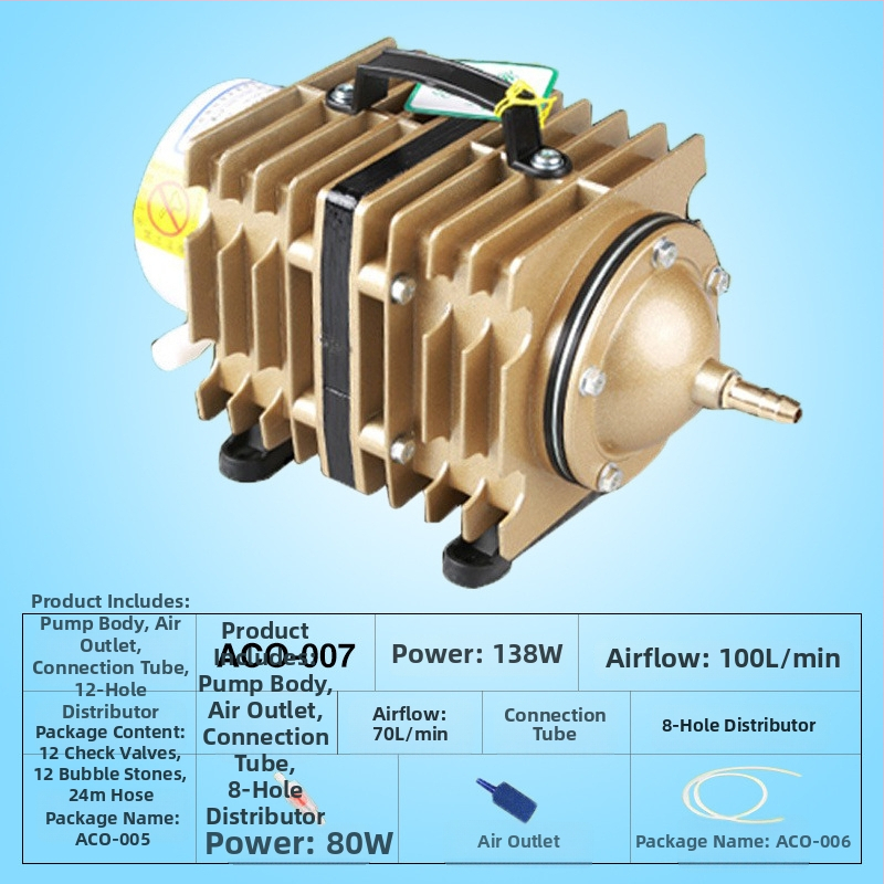 Електромагнитна въздушна помпа за езеро и рибовъдство — Бранд SUNSUN/Sensen; Тегло: 5 кг; Шум: 50 dB; Захранване: AC