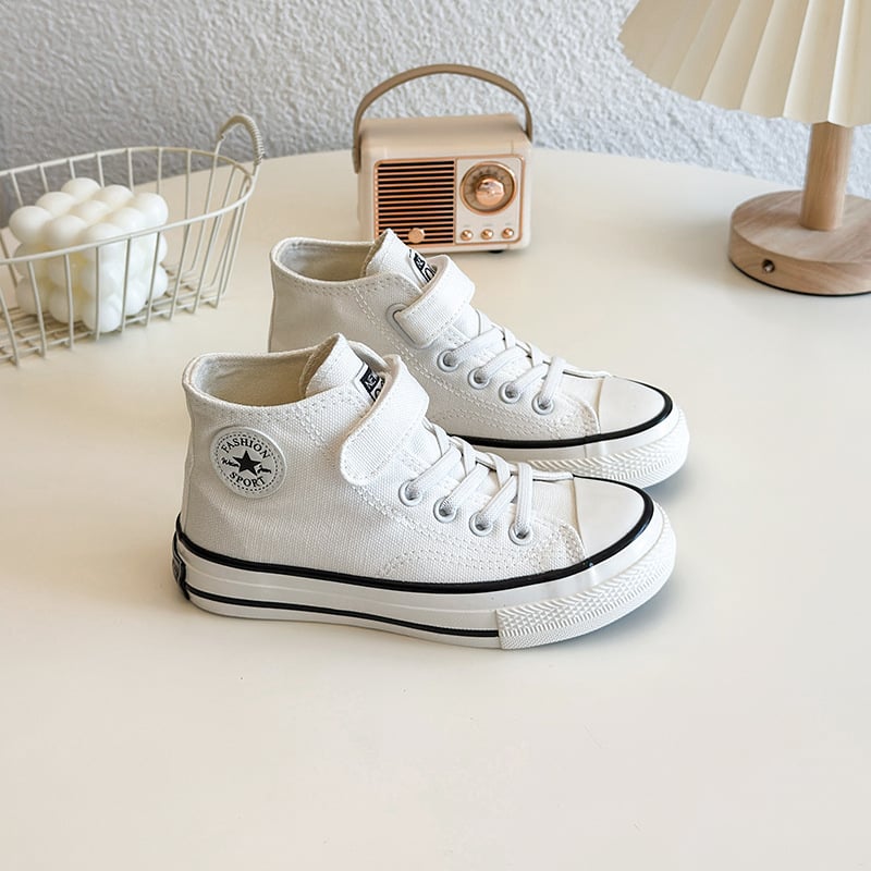 Gyerekeknek készült magas talpú vászon sportcipő Velcro zárással, uniszex, gumitalp