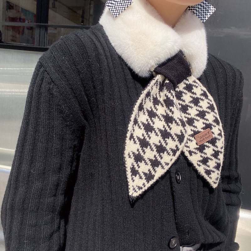 Šal od poliestera, warp-knit tkanina, topao zimi, uzorak haundstooth, elegantan minimalistički stil