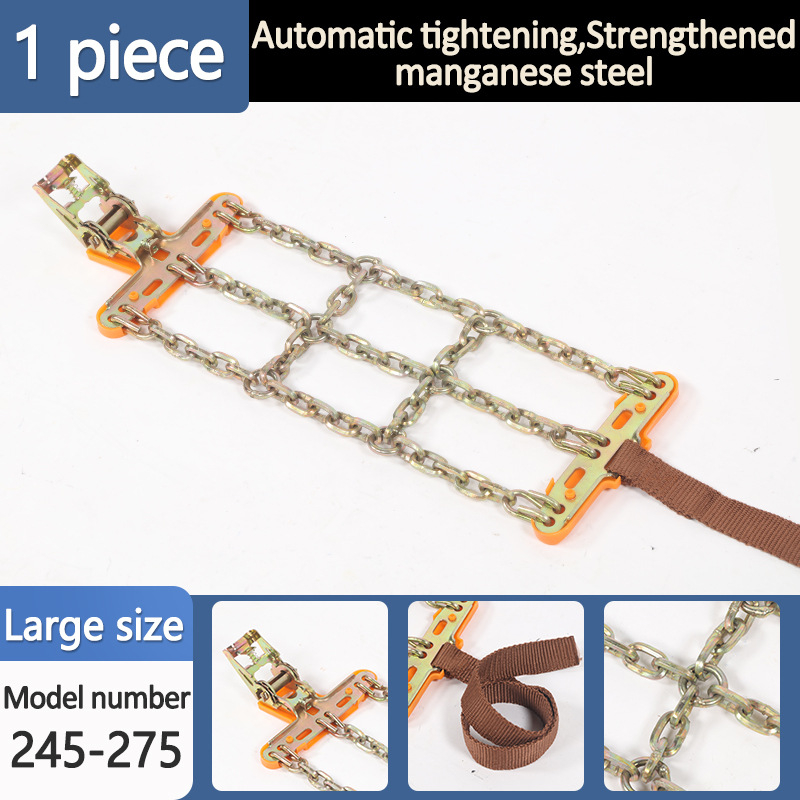 Univerzális hólánc autók és terepjárók számára, acélból, 165-275 gumikhoz, Tianzi grid modell
