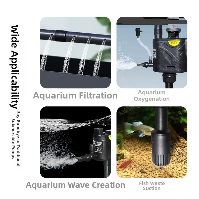 Akvariumhoz merülőpumpa felső szűrőboxszal — három az egyben, oxigén-keringés, olajfilm eltávolítás