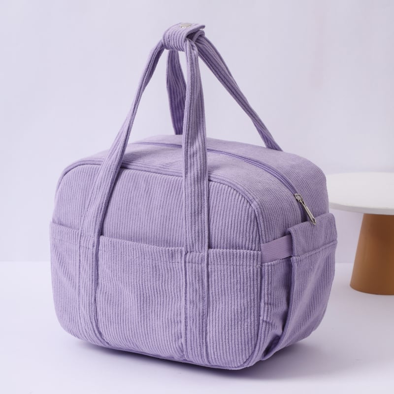 Izolacijska torba za ručak, veliki kubični oblik, Corduroy Strawberry uzorak, poliester, za putovanja